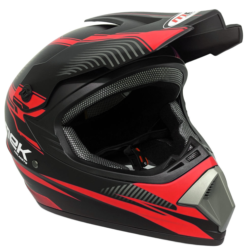 Cross Helmet MATTE Black Decal Red