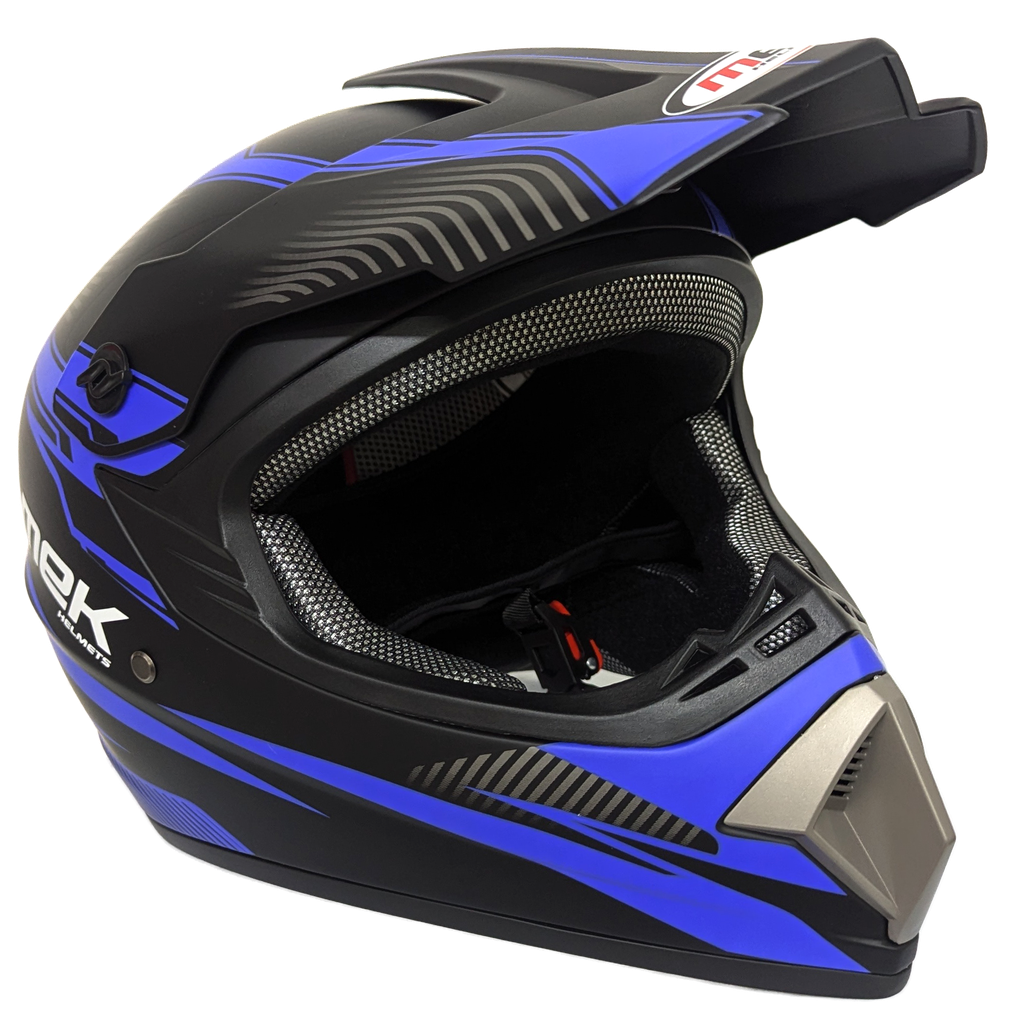 Cross Helmet MATTE Black Decal Blue