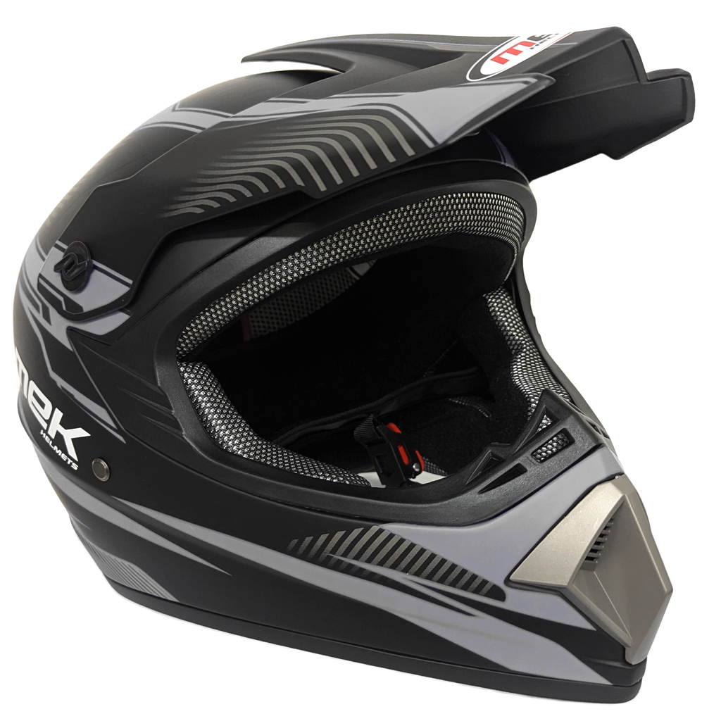 Cross Helmet MATTE Black Decal Gray