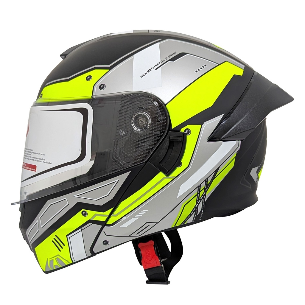 [AC1C-4030-004] CASCO MEK-255 FLIP UP HELMET Matte Black/Yellow.Grey