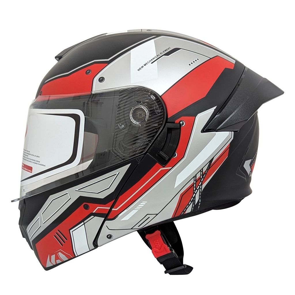 CASCO MEK-255 FLIP UP HELMET Matte Black/ Red