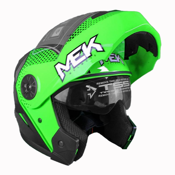 Casco MEK MK759 ABATIBLE 
RIGO   VERDE/GRIS Brillante