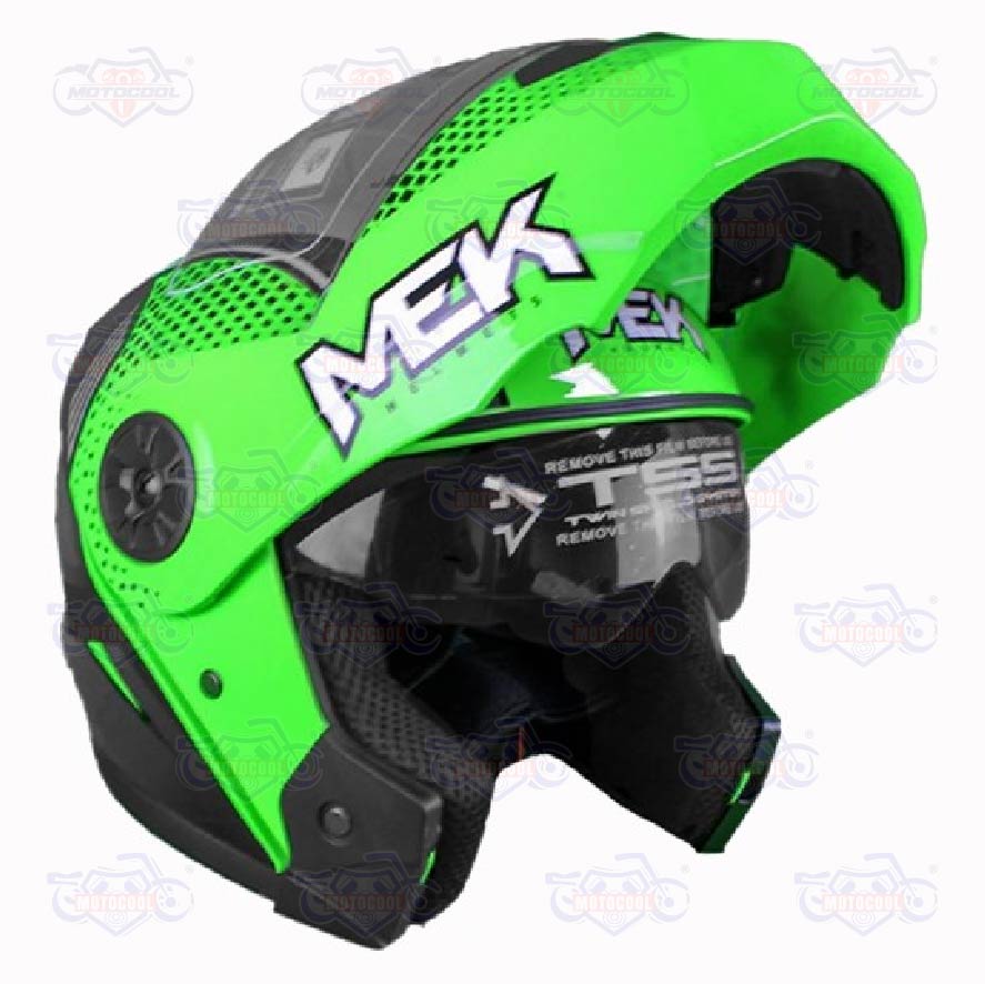 Casco MEK MK759 ABATIBLE  RIGO   VERDE/GRIS Brillante "L"