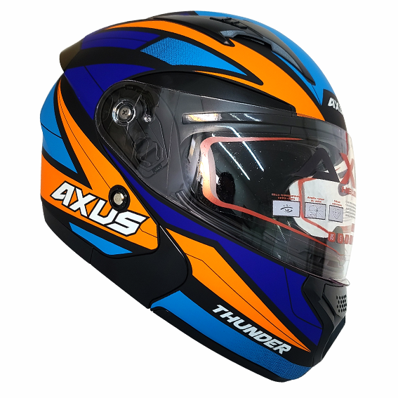 CASCO ABATIBLE THUNDER AZUL/NARANJA