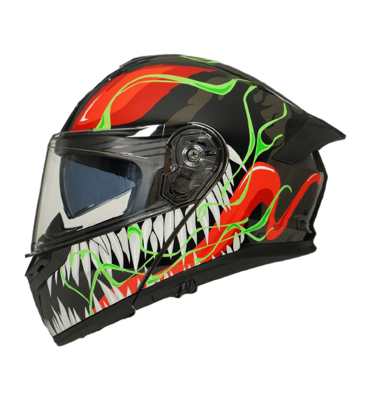 CASCO PARA MOTOCICLISTA ABATIBLE NIGHT GRIS/VERDE