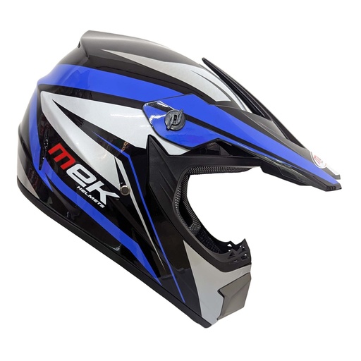 [AC1C-B380-102] Cross Helmet Glossy Black Decal Blue