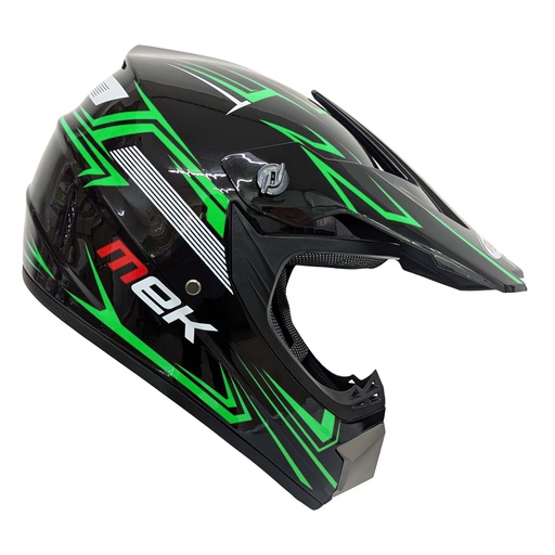 [AC1C-B360-106] Cross Helmet Glossy Black Decal Green