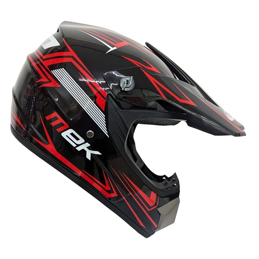[AC1C-B360-101] Cross Helmet Glossy Black Decal Red