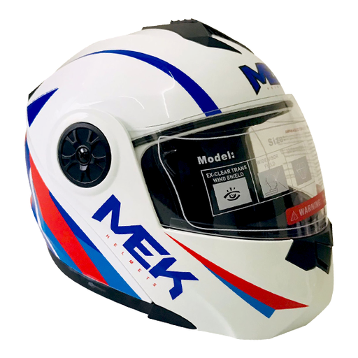[AC1B-J115-001] Casco MEK MK759 ABATIBLE BANDERA BLANCO/ROJO Brillante