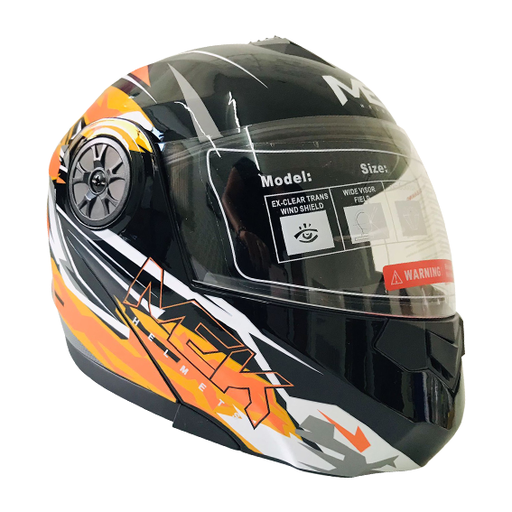 [AC1B-J113-001] Casco MEK MK759 ABATIBLE  
LIGHTNING NEGRO/ANARANJADO Brillante
