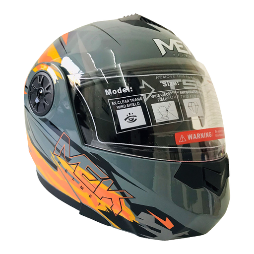 [AC1B-J123-001] Casco MEK MK759 ABATIBLE 
TENDER 1 GRIS/ANARANJADO/NEGRO Brillante