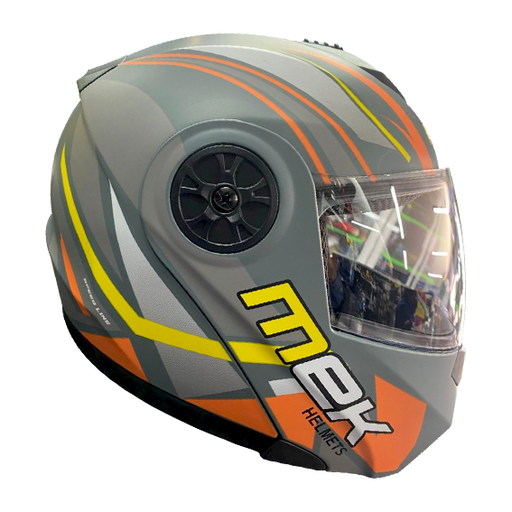 [AC1B-J114-001] Casco MEK MK759 ABATIBLE  BRAVO ANARANJADO/GRIS Brillante