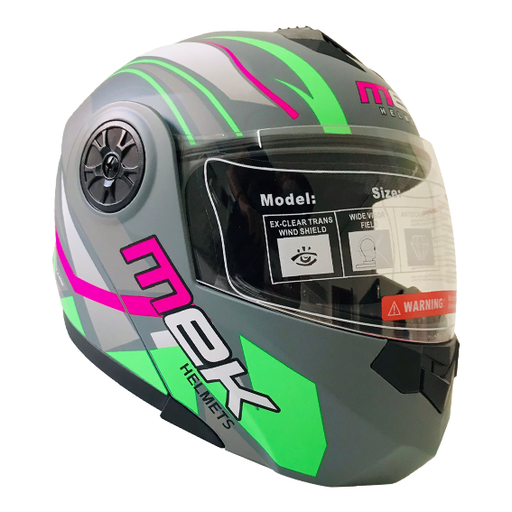 [AC1B-J125-001] Casco MEK MK759 ABATIBLE 
TEO 1 VERDE/FUSIA Brillante