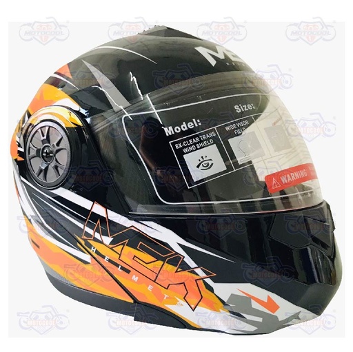 [7.45E+12] Casco MEK MK759 ABATIBLE   LIGHTNING NEGRO/ANARANJADO Brillante"XL"