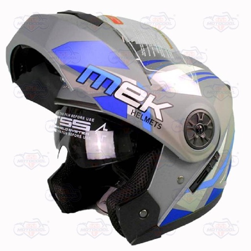 [7.45E+12] Casco MEK MK759 ABATIBLE  AZUL/GRIS Brillante