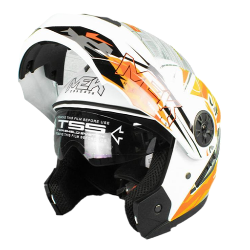 Casco MEK MK759 ABATIBLE RUSH 2 BLANCO/ANARANJADO Brillante