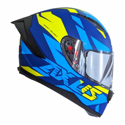 CASCO PARA MOTOCICLISTA CERRADO SKY BLUE/GREEN L